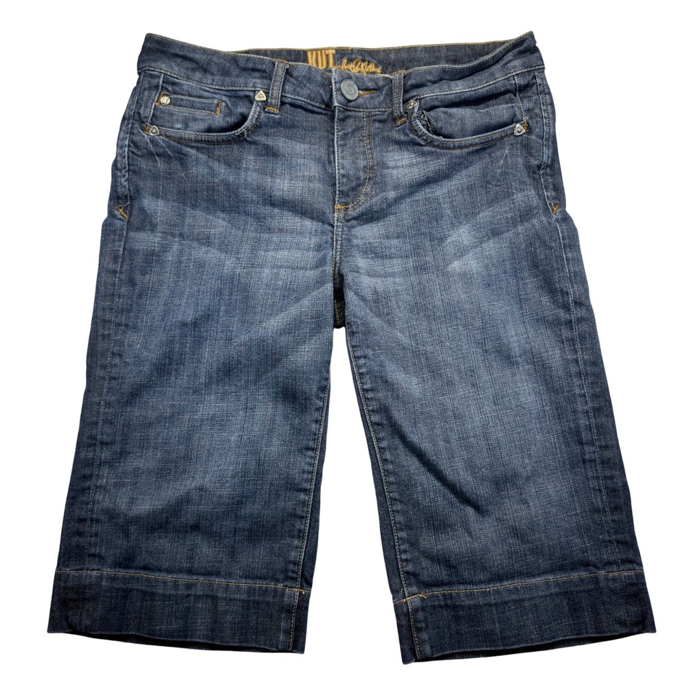 KUT from the Kloth Womens 8 Denim Bermuda Shorts Stretch Cuffed Flap Pockets‎